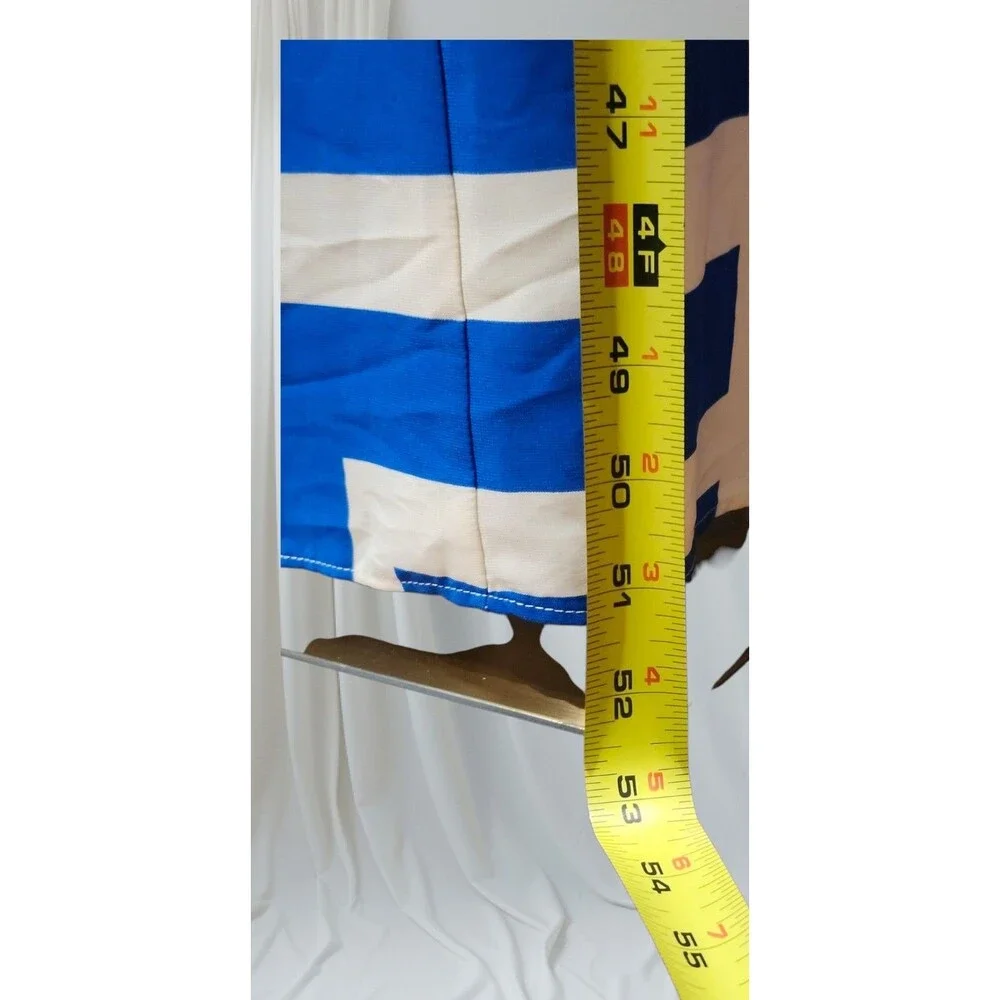 Donna‎ Morgan Quincy Blue & White Geometric Sleeveless Maxi Dress Size 16 - Picture 8 of 10